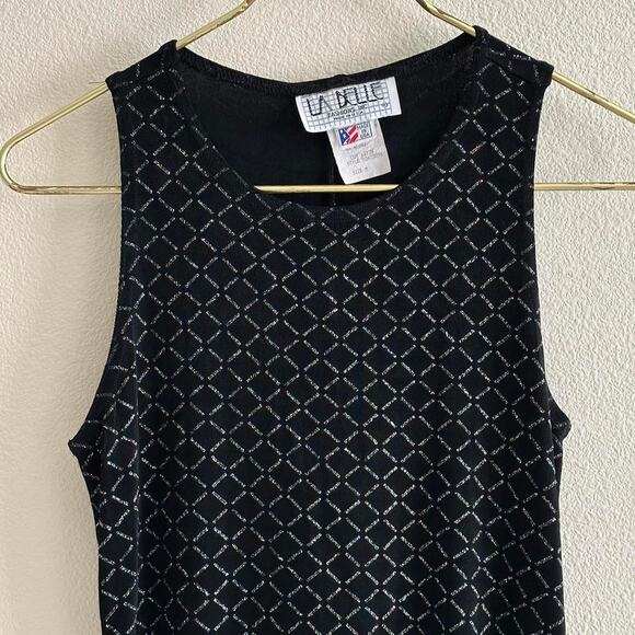 vintage Le Belle black metallic sparkle sleeveless mini dress - Picture 10 of 11